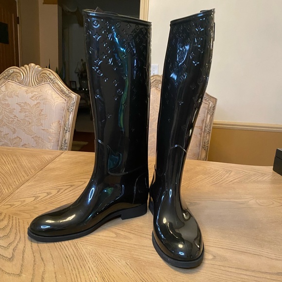 Louis Vuitton Shoes Authentic Louis Vuitton Black Rain Boots Poshmark